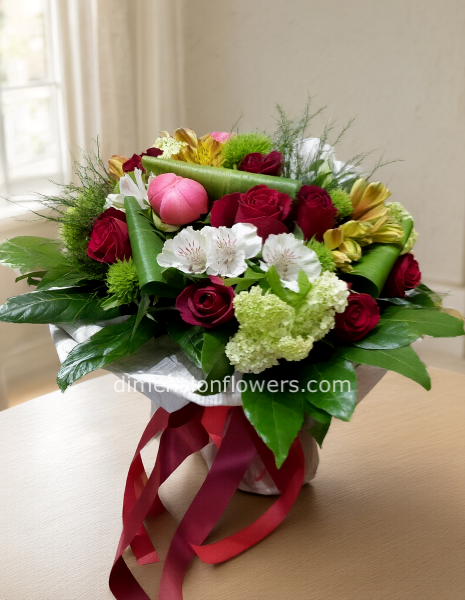 Bouquet assortito di fiori freschi colorati.