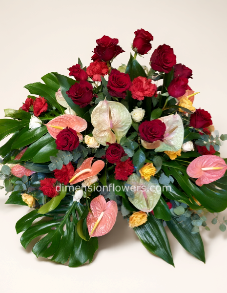 Cuscino funebre extra con fiori di stagione