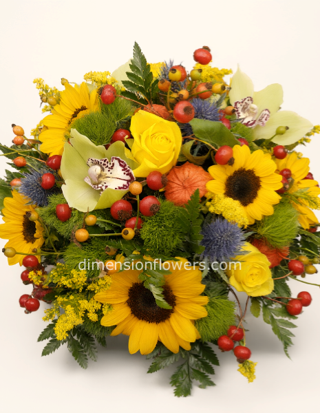 Bouquet di fiori assortiti sui toni del giallo