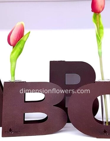 vaso lettera cor-ten H cm 10