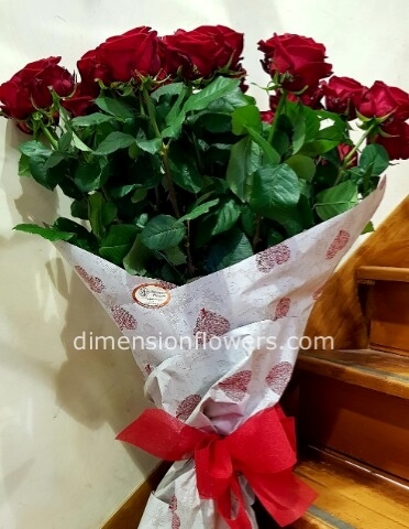 12 rose rosse gambo lungo